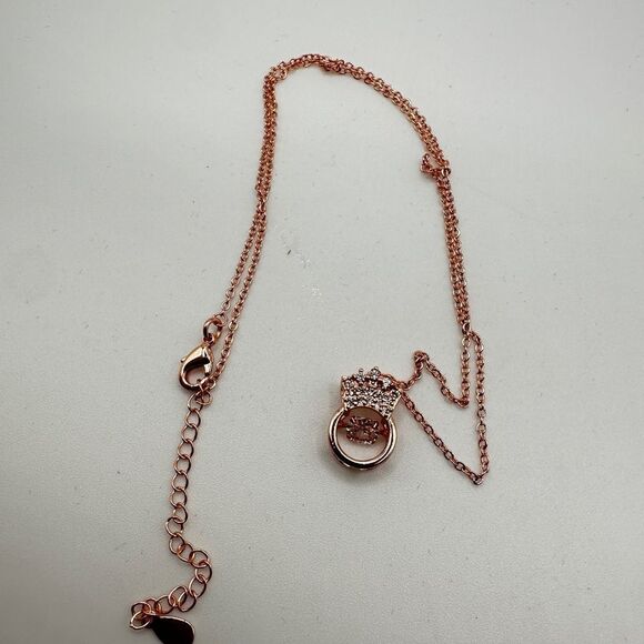 NIB Rose Gold tone "crown" and floating cz diamond pendant, necklace! - Picture 7 of 13